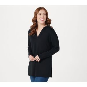 Isaac Mizrahi Live! Women's Top Plus Size Sweatshirt 3X Essentials Black